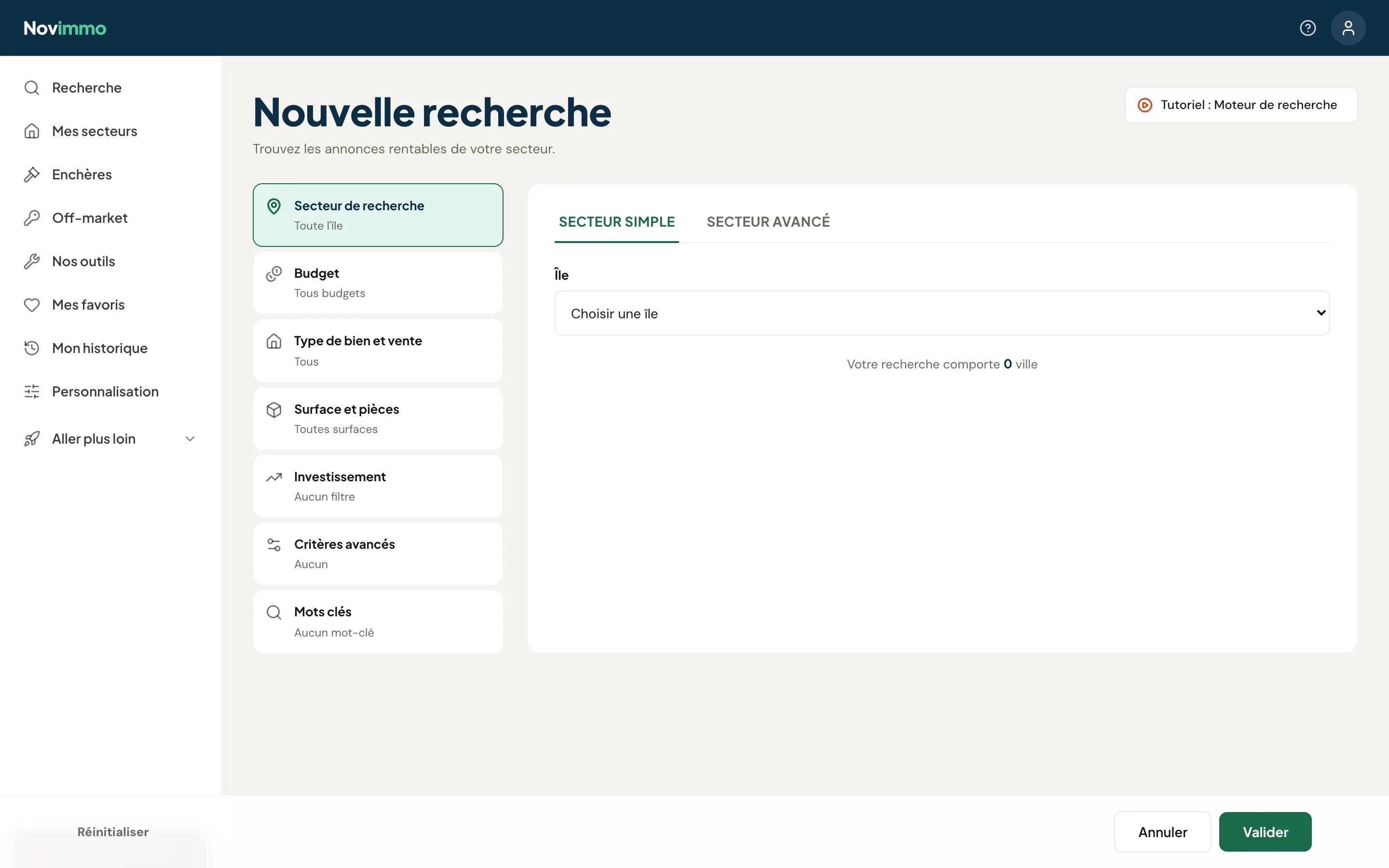 Filtres avancés du moteur de recherche